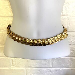 Stretchy Belt Goldtone Metallic Disc Belt Vintage